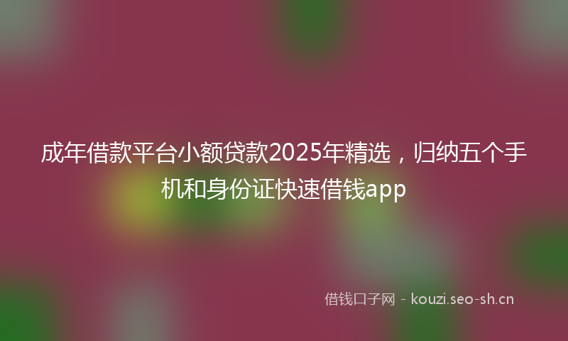 成年借款平台小额贷款2025年精选，归纳五个手机和身份证快速借钱app