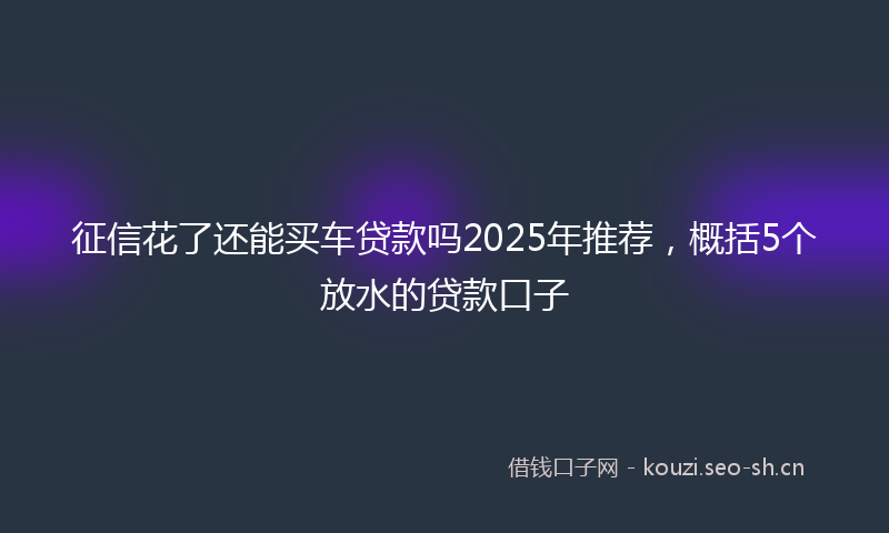 征信花了还能买车贷款吗2025年推荐，概括5个放水的贷款口子