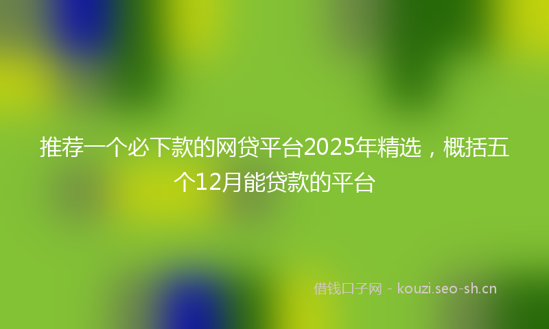 推荐一个必下款的网贷平台2025年精选，概括五个12月能贷款的平台
