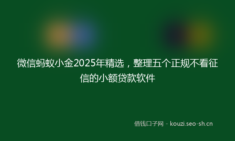 微信蚂蚁小金2025年精选，整理五个正规不看征信的小额贷款软件