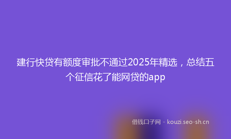 建行快贷有额度审批不通过2025年精选，总结五个征信花了能网贷的app