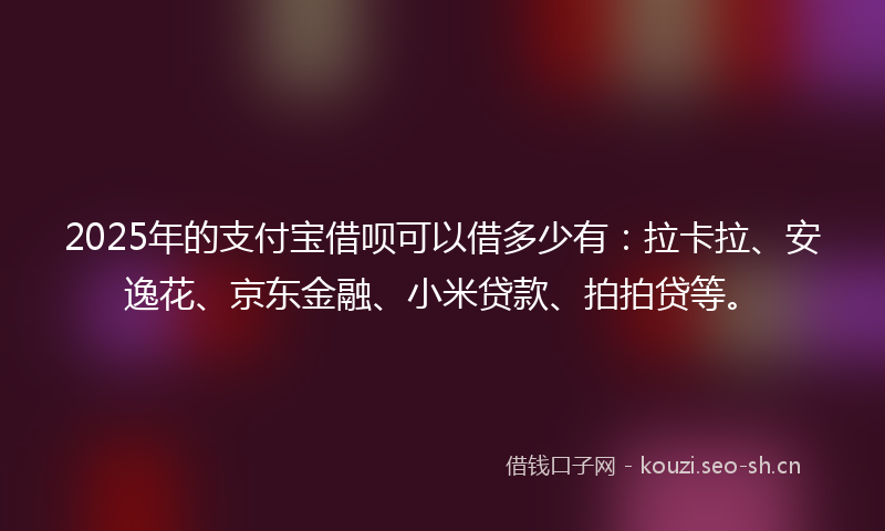 2025年的支付宝借呗可以借多少有：拉卡拉、安逸花、京东金融、小米贷款、拍拍贷等。