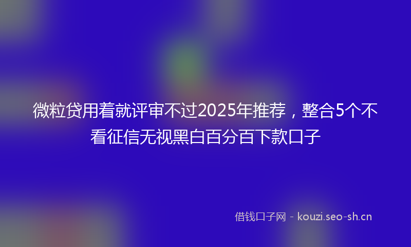 微粒贷用着就评审不过2025年推荐，整合5个不看征信无视黑白百分百下款口子