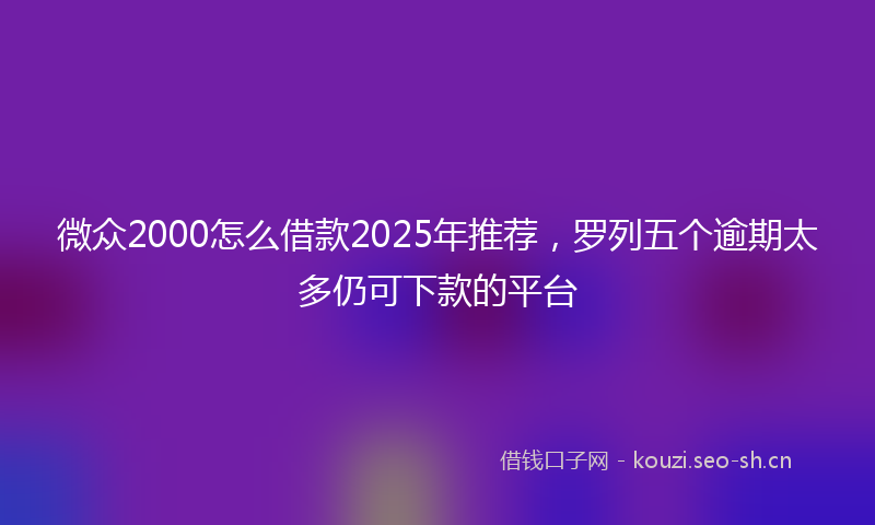 微众2000怎么借款2025年推荐，罗列五个逾期太多仍可下款的平台