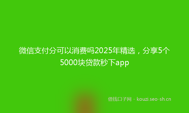 微信支付分可以消费吗2025年精选，分享5个5000块贷款秒下app