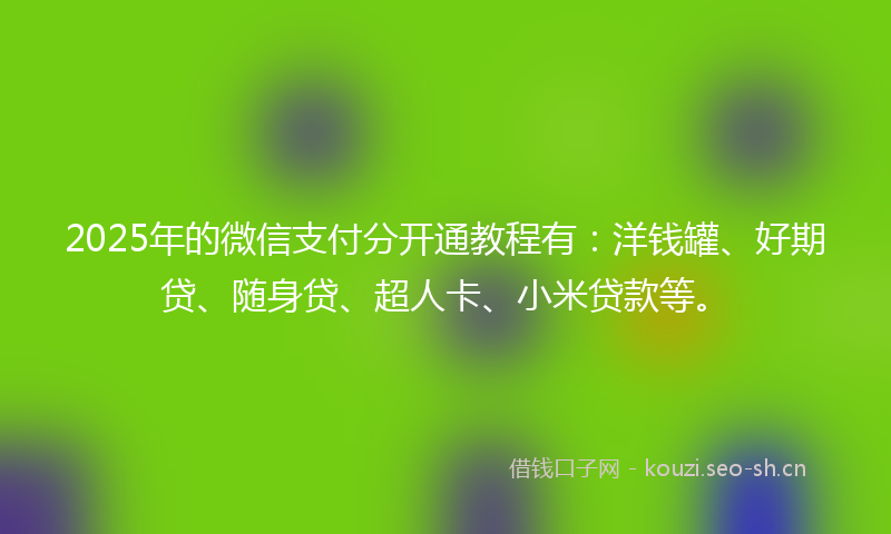 2025年的微信支付分开通教程有：洋钱罐、好期贷、随身贷、超人卡、小米贷款等。