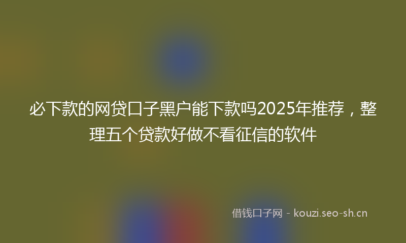 必下款的网贷口子黑户能下款吗2025年推荐，整理五个贷款好做不看征信的软件
