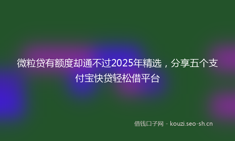 微粒贷有额度却通不过2025年精选，分享五个支付宝快贷轻松借平台