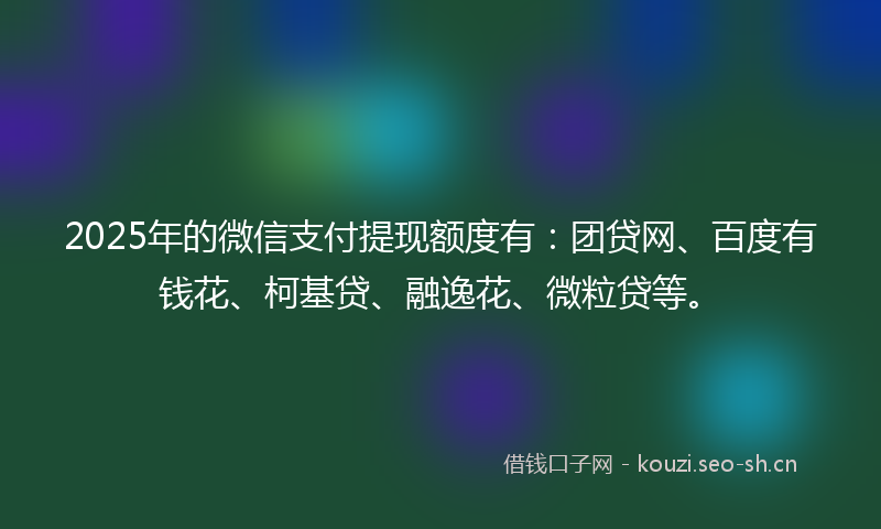 2025年的微信支付提现额度有：团贷网、百度有钱花、柯基贷、融逸花、微粒贷等。