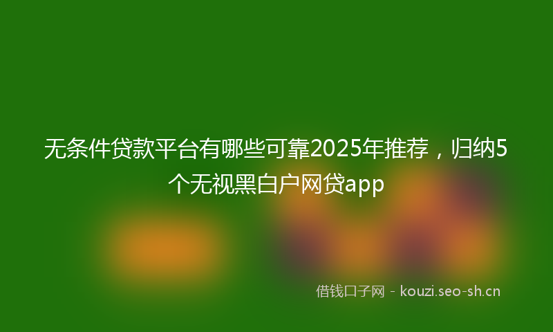 无条件贷款平台有哪些可靠2025年推荐，归纳5个无视黑白户网贷app
