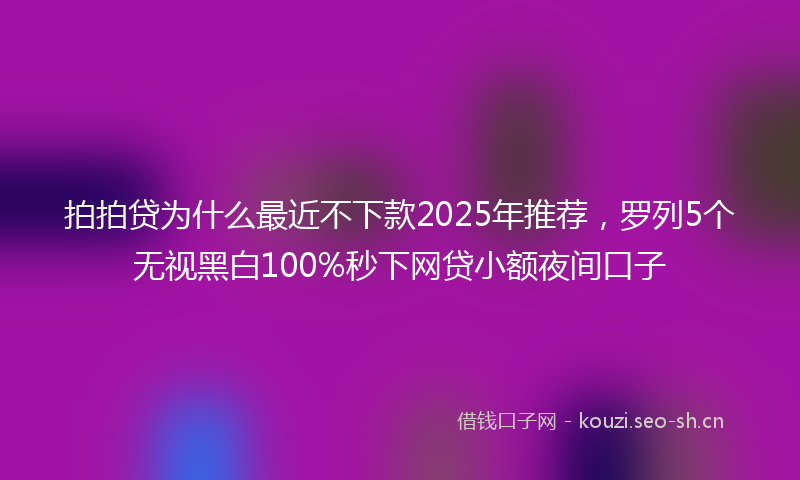 拍拍贷为什么最近不下款2025年推荐，罗列5个无视黑白100%秒下网贷小额夜间口子