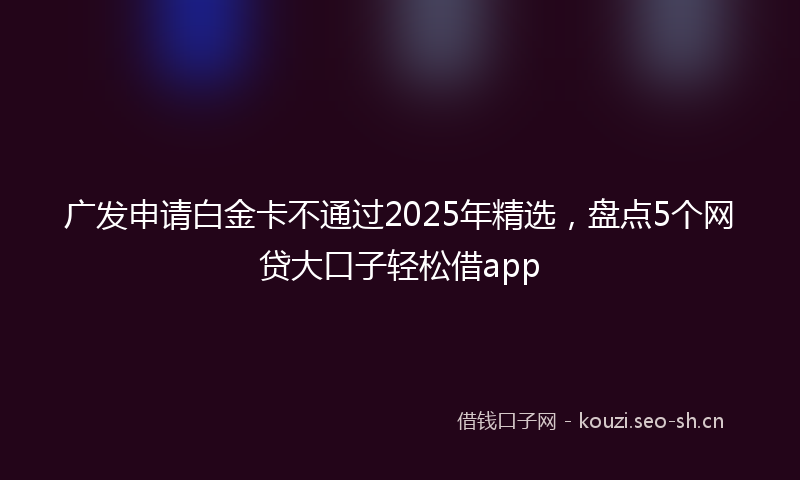 广发申请白金卡不通过2025年精选，盘点5个网贷大口子轻松借app