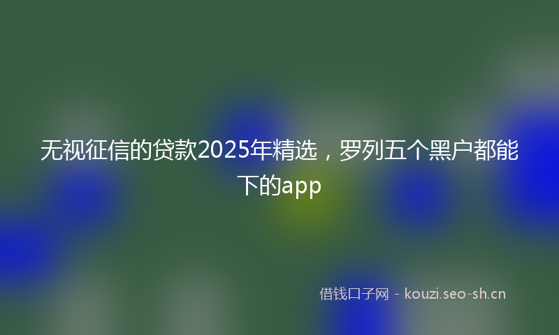 无视征信的贷款2025年精选，罗列五个黑户都能下的app