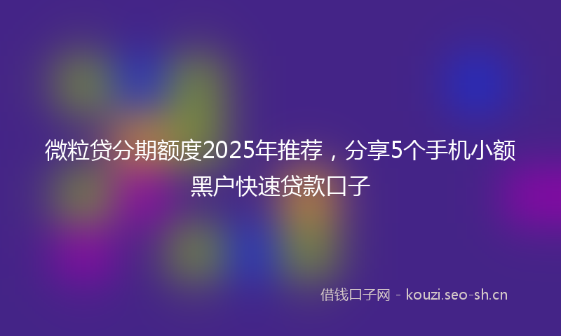 微粒贷分期额度2025年推荐，分享5个手机小额黑户快速贷款口子