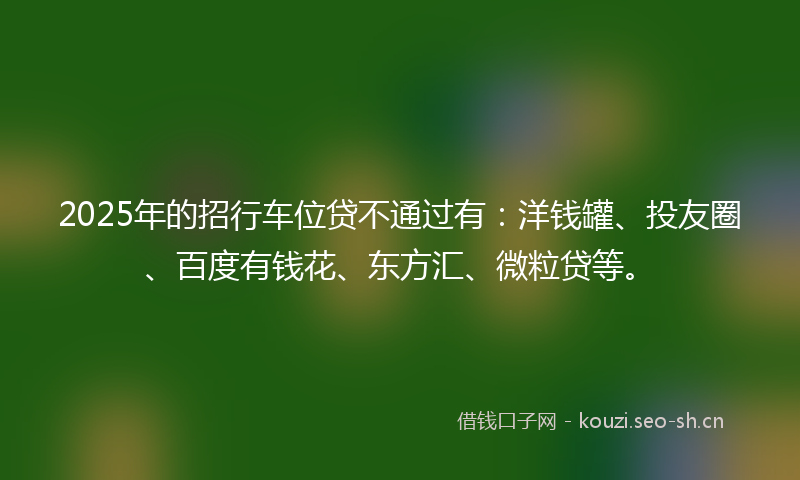 2025年的招行车位贷不通过有：洋钱罐、投友圈、百度有钱花、东方汇、微粒贷等。