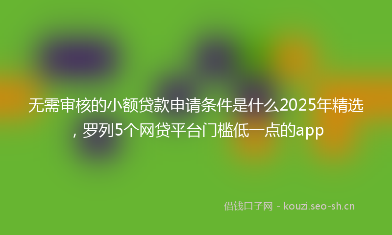 无需审核的小额贷款申请条件是什么2025年精选，罗列5个网贷平台门槛低一点的app