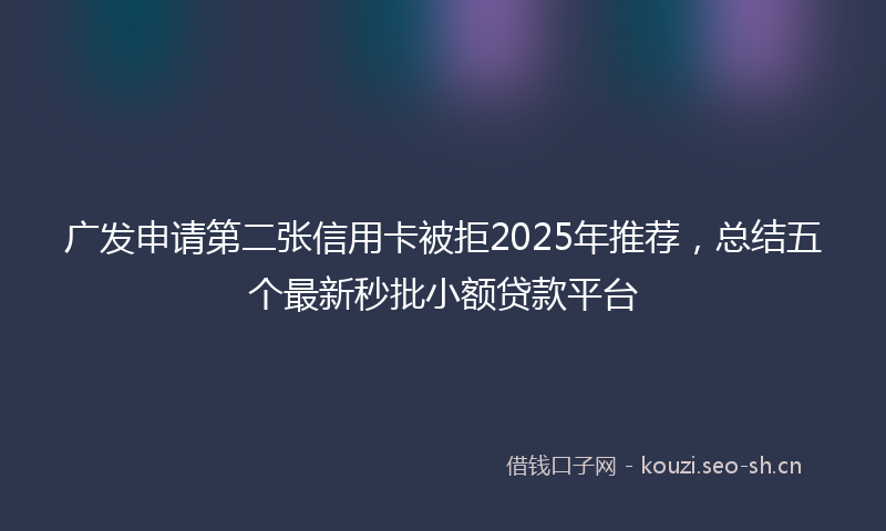 广发申请第二张信用卡被拒2025年推荐，总结五个最新秒批小额贷款平台