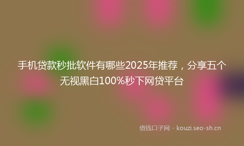 手机贷款秒批软件有哪些2025年推荐，分享五个无视黑白100%秒下网贷平台