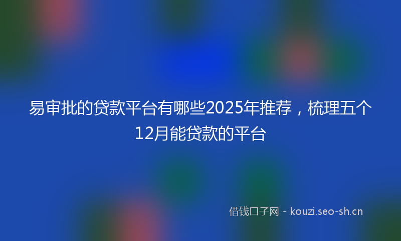 易审批的贷款平台有哪些2025年推荐，梳理五个12月能贷款的平台