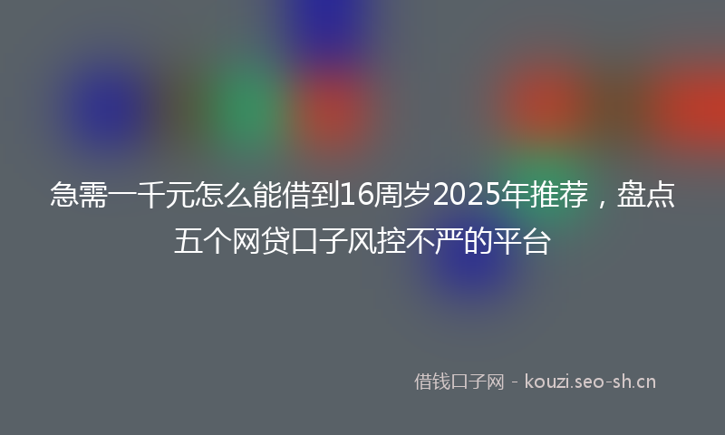 急需一千元怎么能借到16周岁2025年推荐，盘点五个网贷口子风控不严的平台