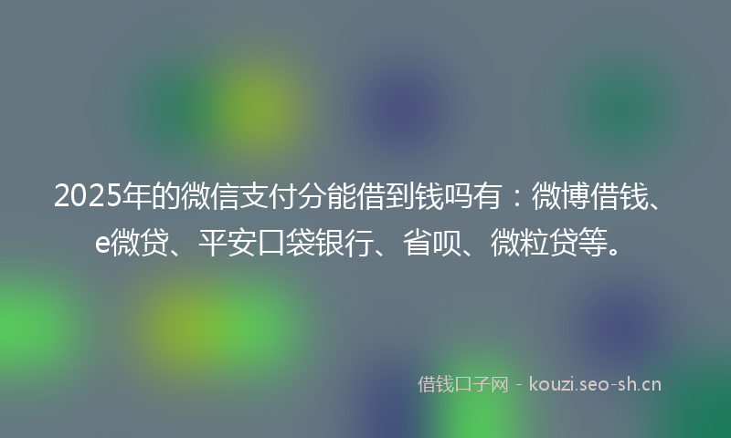 2025年的微信支付分能借到钱吗有：微博借钱、e微贷、平安口袋银行、省呗、微粒贷等。