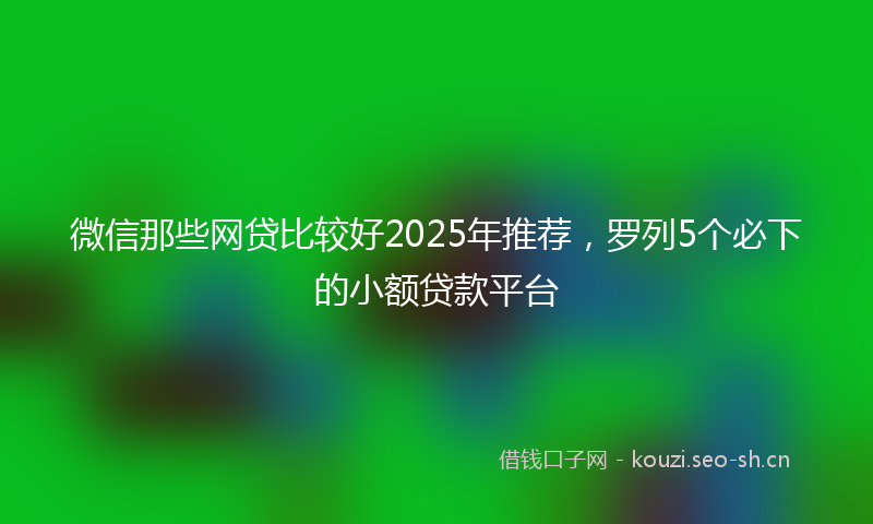 微信那些网贷比较好2025年推荐，罗列5个必下的小额贷款平台