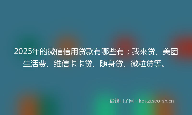 2025年的微信信用贷款有哪些有：我来贷、美团生活费、维信卡卡贷、随身贷、微粒贷等。