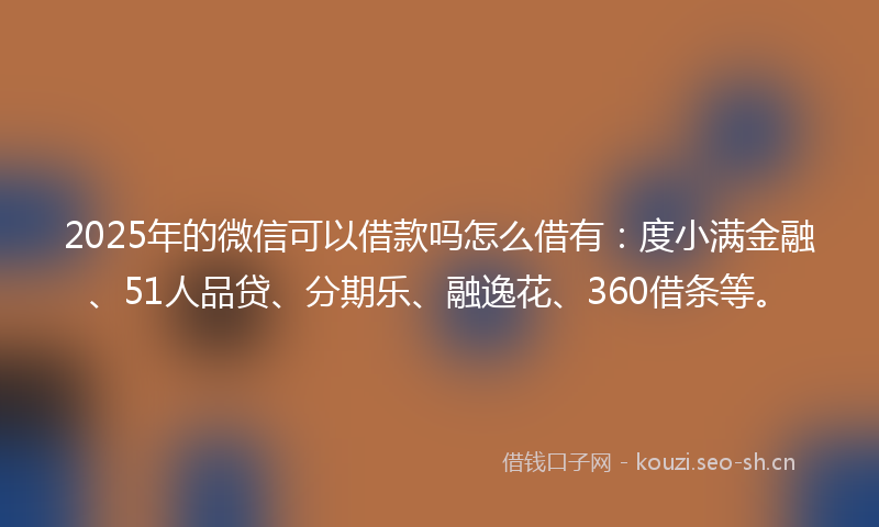 2025年的微信可以借款吗怎么借有：度小满金融、51人品贷、分期乐、融逸花、360借条等。