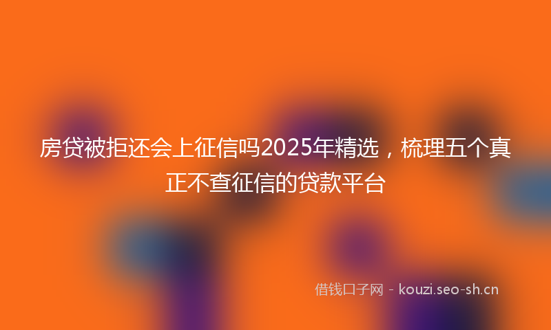 房贷被拒还会上征信吗2025年精选，梳理五个真正不查征信的贷款平台
