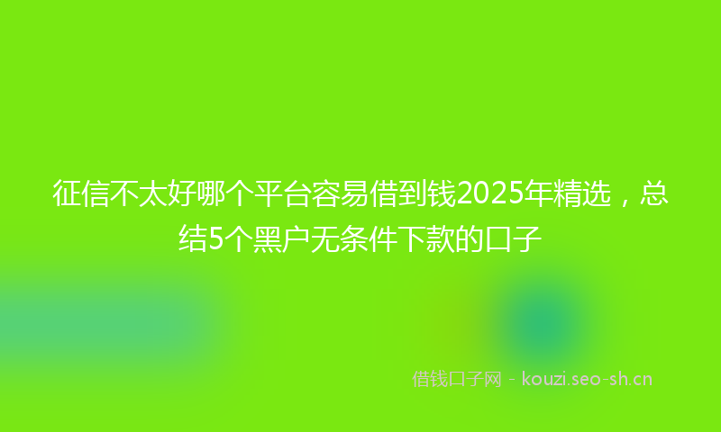 征信不太好哪个平台容易借到钱2025年精选，总结5个黑户无条件下款的口子