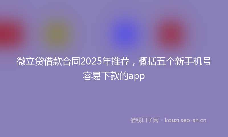 微立贷借款合同2025年推荐，概括五个新手机号容易下款的app
