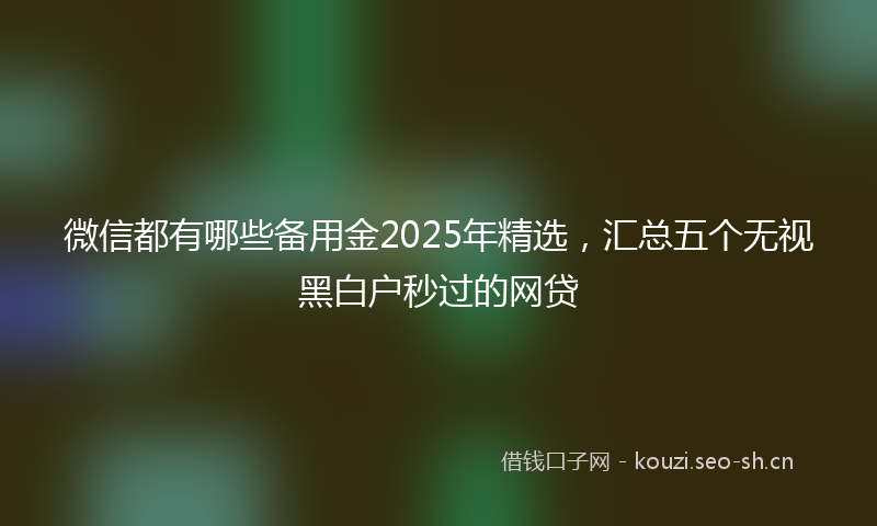 微信都有哪些备用金2025年精选，汇总五个无视黑白户秒过的网贷