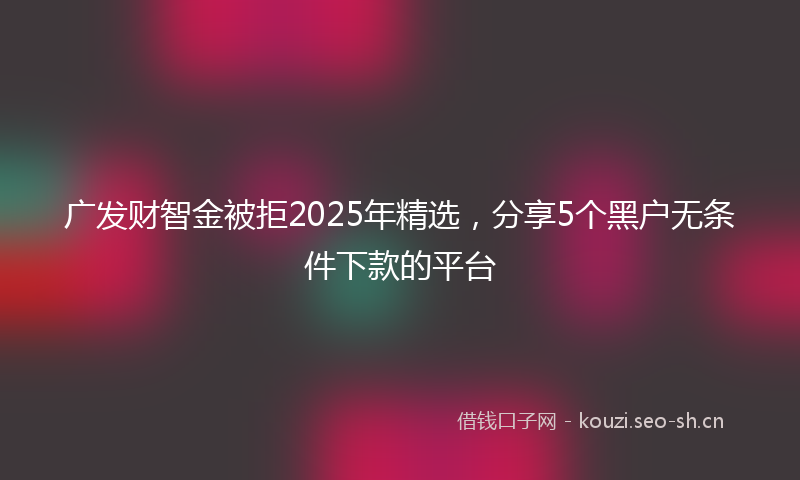 广发财智金被拒2025年精选，分享5个黑户无条件下款的平台