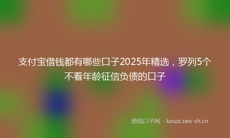 支付宝借钱都有哪些口子2025年精选，罗列5个不看年龄征信负债的口子