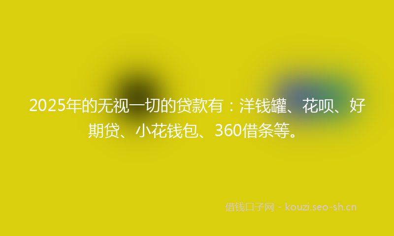 2025年的无视一切的贷款有：洋钱罐、花呗、好期贷、小花钱包、360借条等。