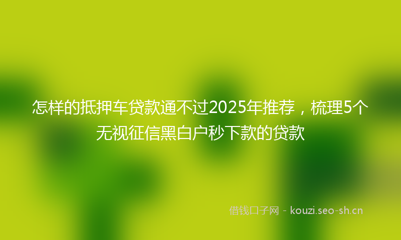 怎样的抵押车贷款通不过2025年推荐，梳理5个无视征信黑白户秒下款的贷款