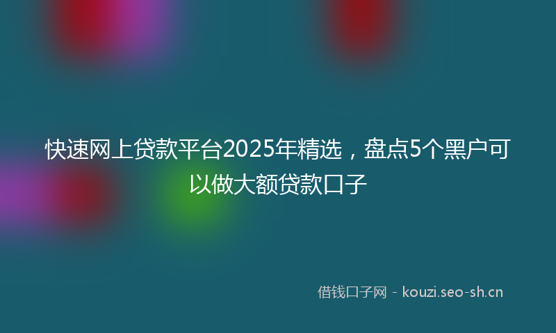 快速网上贷款平台2025年精选，盘点5个黑户可以做大额贷款口子