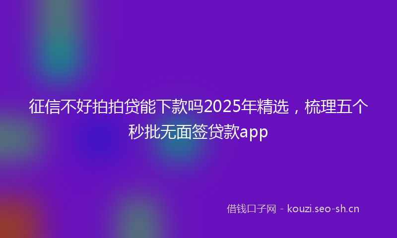 征信不好拍拍贷能下款吗2025年精选，梳理五个秒批无面签贷款app