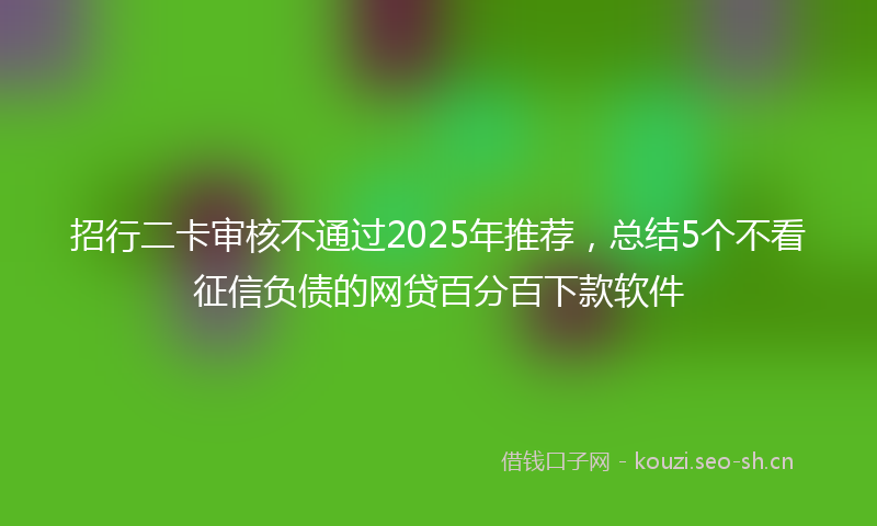 招行二卡审核不通过2025年推荐，总结5个不看征信负债的网贷百分百下款软件