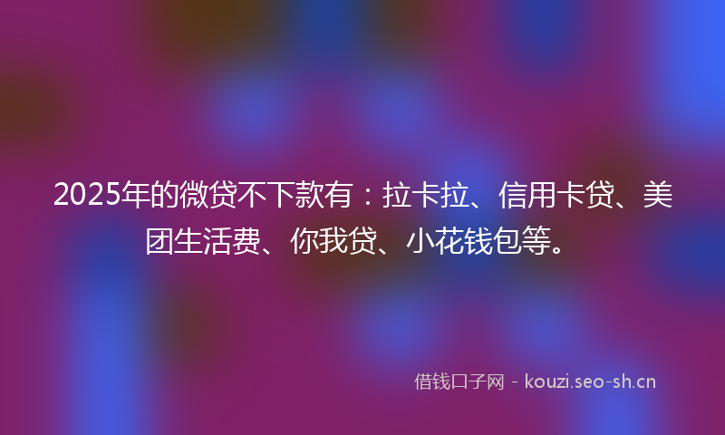 2025年的微贷不下款有：拉卡拉、信用卡贷、美团生活费、你我贷、小花钱包等。