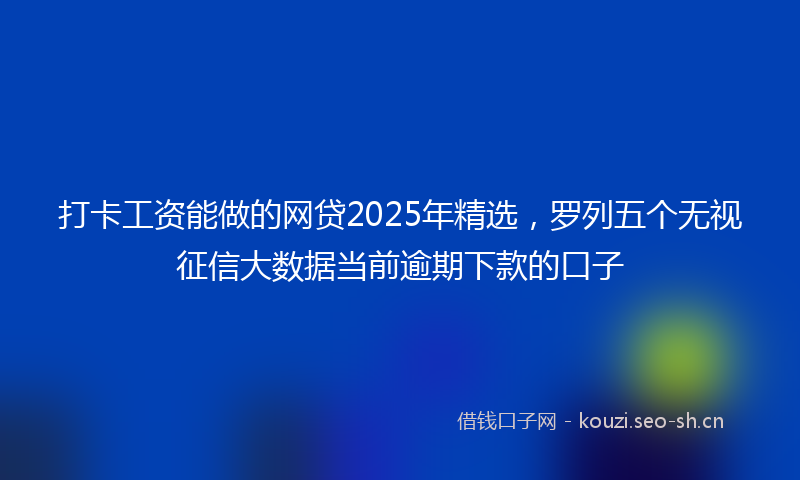 打卡工资能做的网贷2025年精选，罗列五个无视征信大数据当前逾期下款的口子