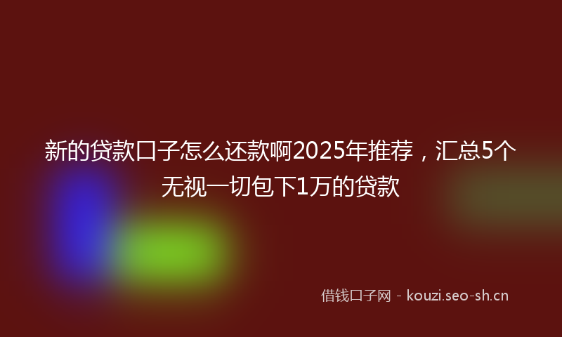 新的贷款口子怎么还款啊2025年推荐，汇总5个无视一切包下1万的贷款