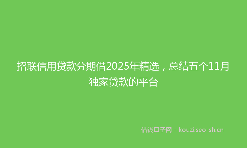 招联信用贷款分期借2025年精选，总结五个11月独家贷款的平台