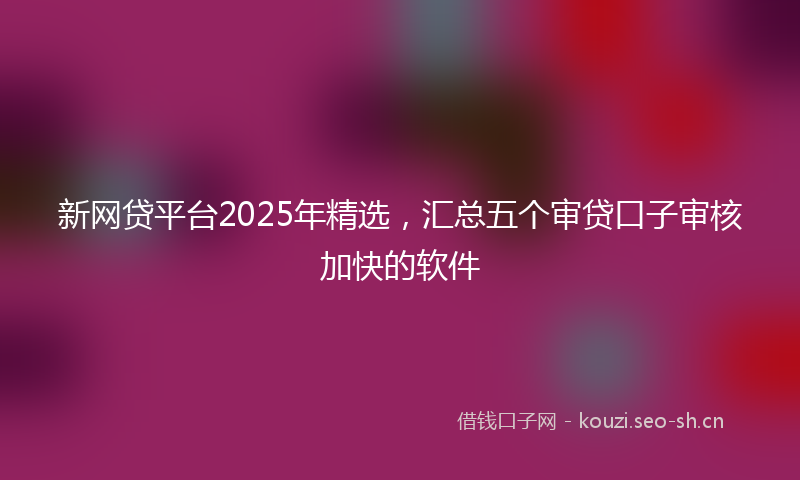 新网贷平台2025年精选，汇总五个审贷口子审核加快的软件