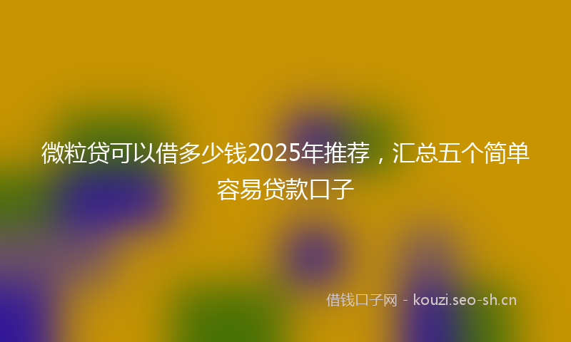 微粒贷可以借多少钱2025年推荐，汇总五个简单容易贷款口子