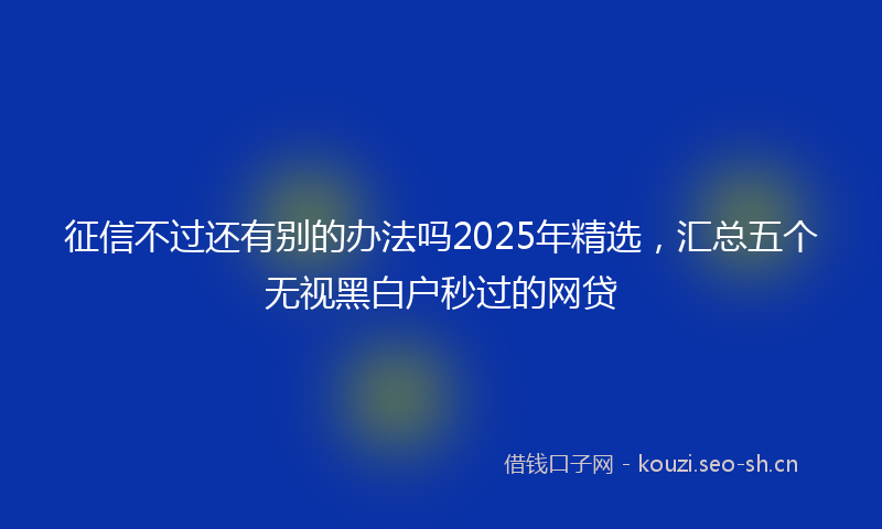 征信不过还有别的办法吗2025年精选，汇总五个无视黑白户秒过的网贷