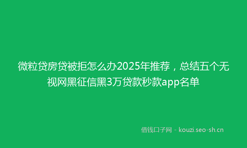 微粒贷房贷被拒怎么办2025年推荐，总结五个无视网黑征信黑3万贷款秒款app名单