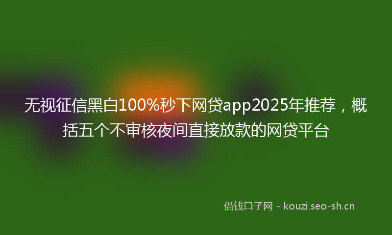 无视征信黑白100%秒下网贷app2025年推荐,概括五个不审核夜间直接放款的网贷平台