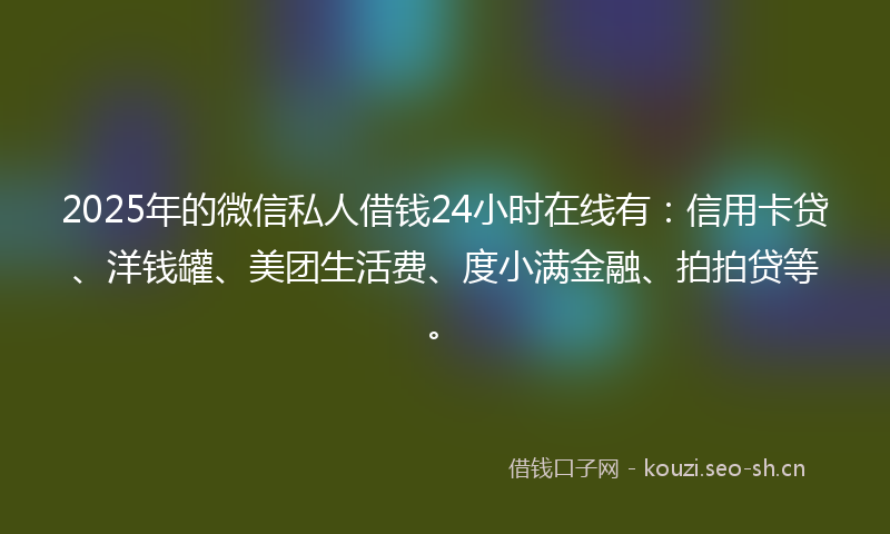 2025年的微信私人借钱24小时在线有：信用卡贷、洋钱罐、美团生活费、度小满金融、拍拍贷等。