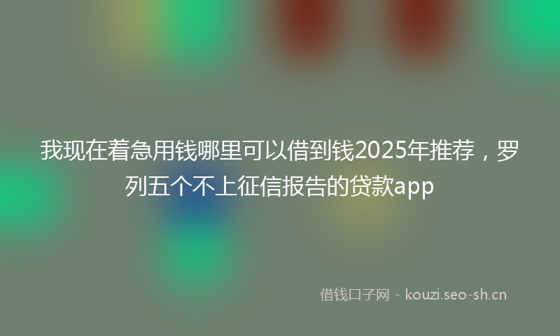 我现在着急用钱哪里可以借到钱2025年推荐，罗列五个不上征信报告的贷款app